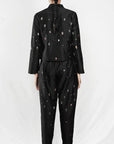 Cluster Eyes Embroidered Black Trousers-Antar-Agni