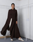 Pleated long drape top-Antar-Agni