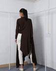Pleated long drape top-Antar-Agni