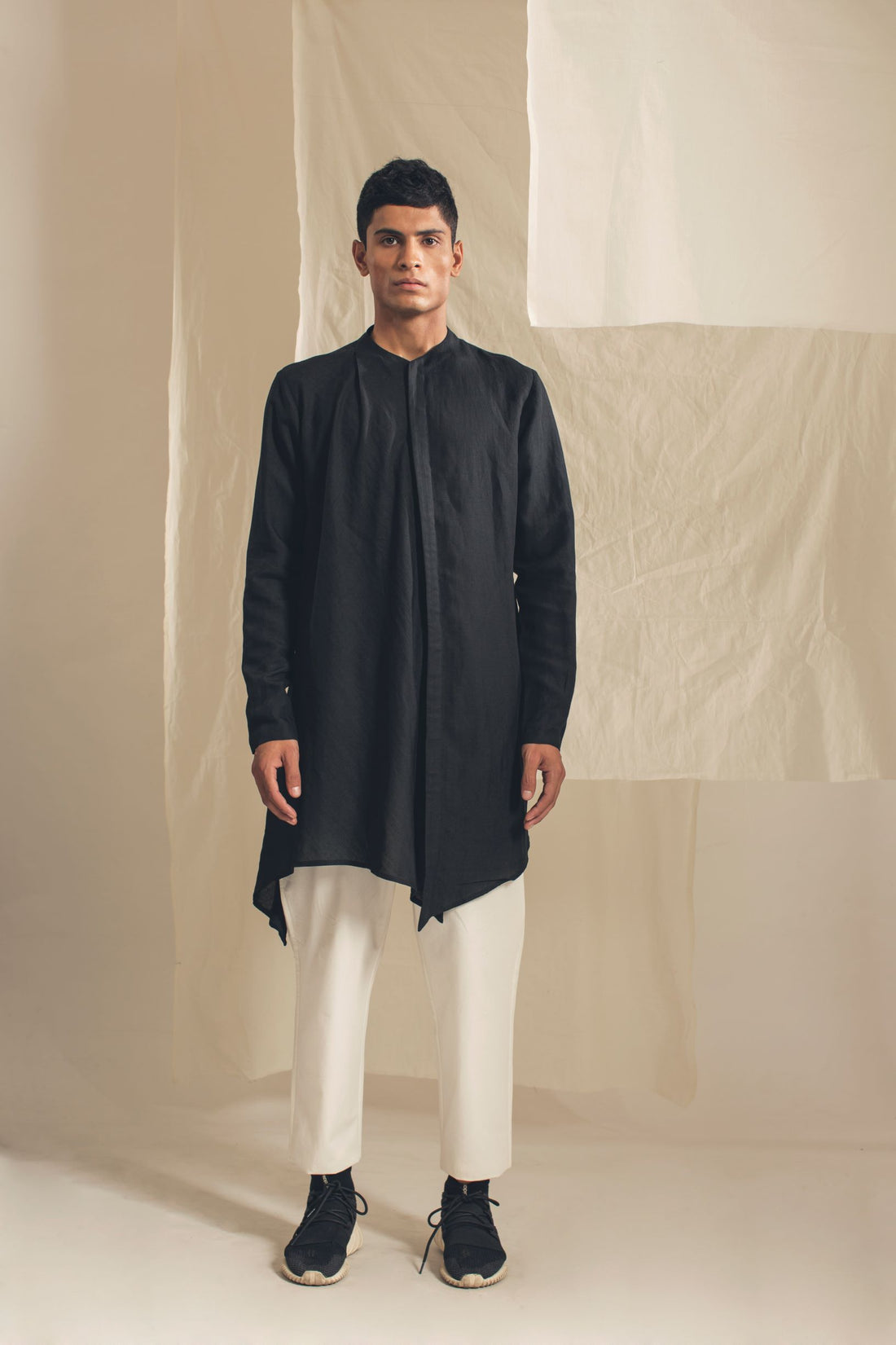 Relaxed Fit Trousers with belted waistband-Antar-Agni