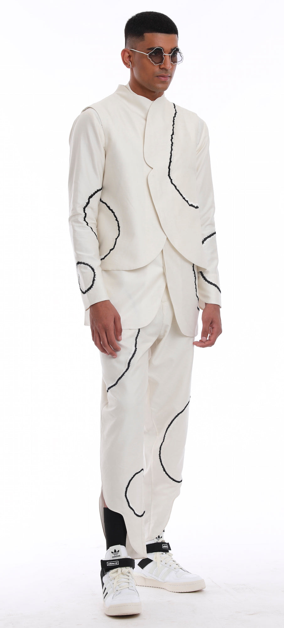 Big Moth Circles Embroidered Trouser-Antar-Agni