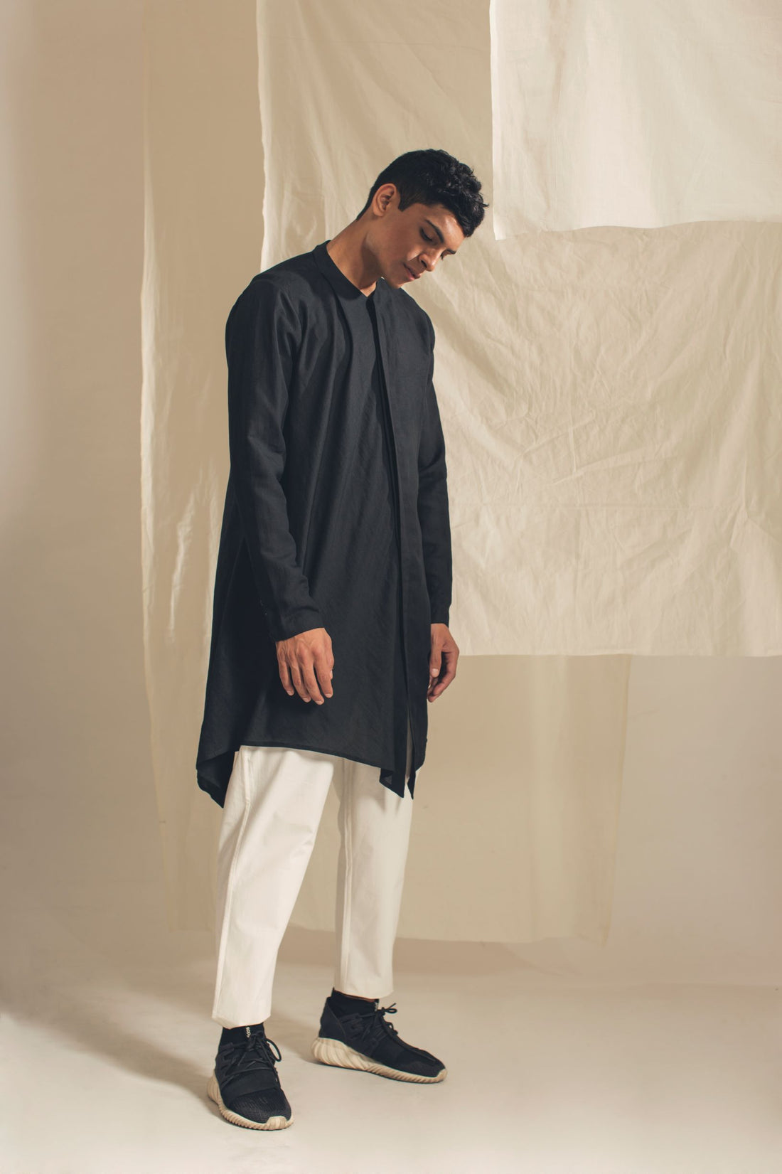 Relaxed Fit Trousers with belted waistband-Antar-Agni