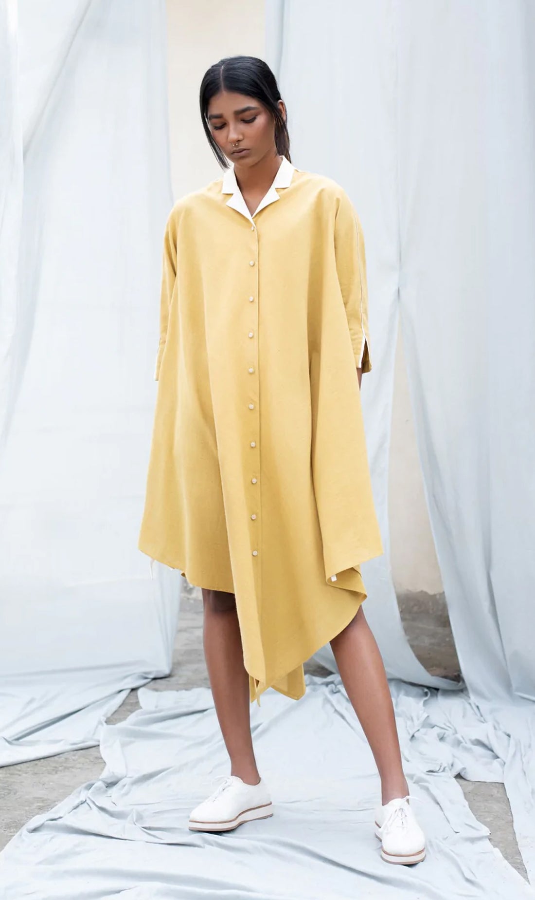 Rhombus Shirt Dress-Antar-Agni