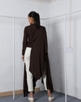 Pleated long drape top-Antar-Agni